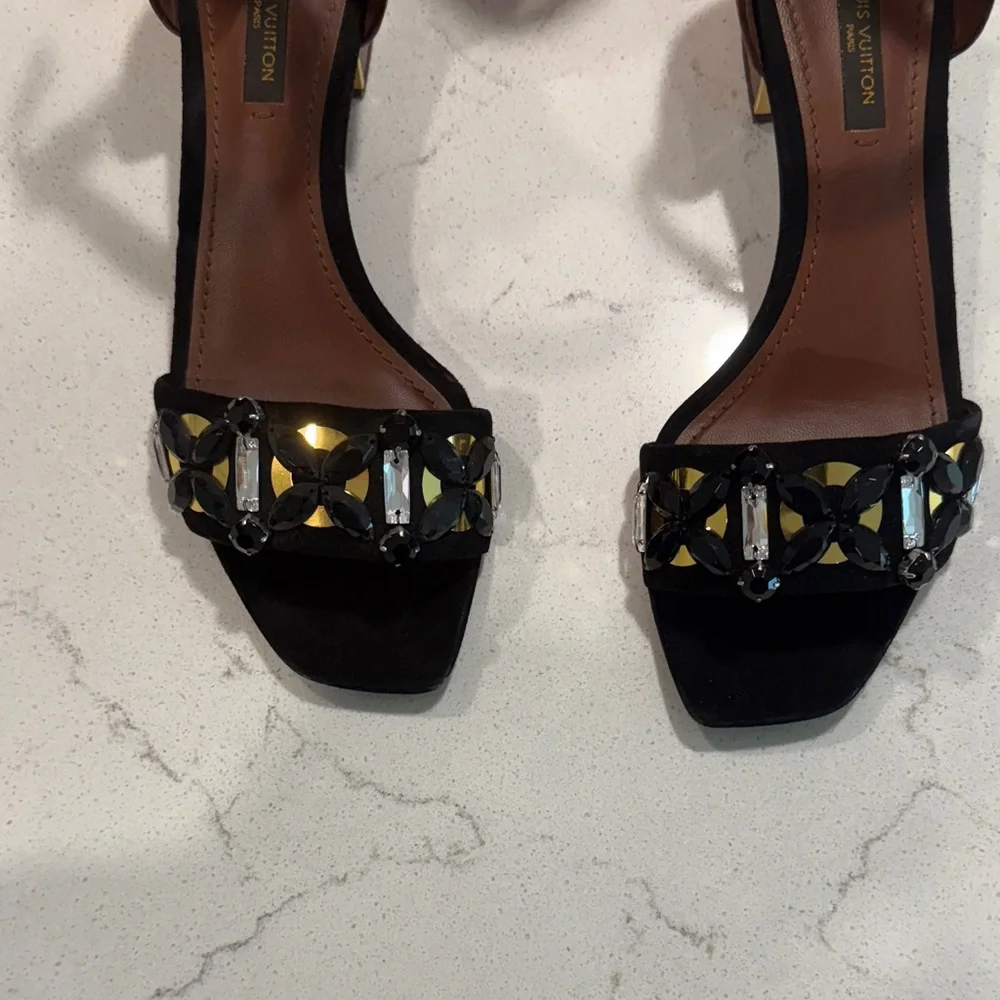 Louis Vuitton Black and Brown Heeled Sandals size 36 - Picture 2 of 6
